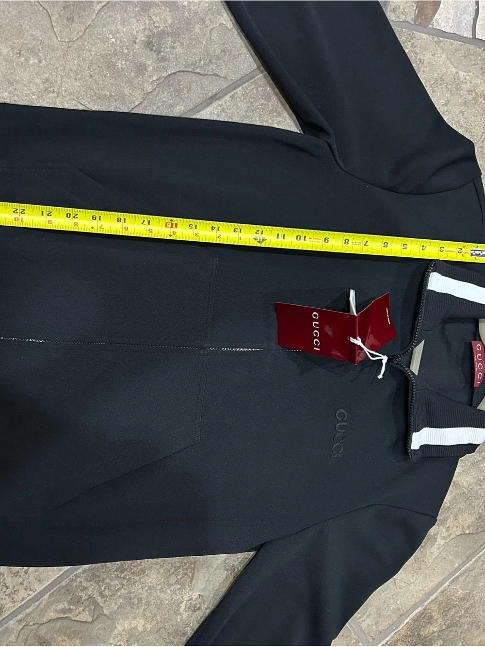 Men's Gucci jersey technical, zip up jacket, web, trim, size medium made Italy